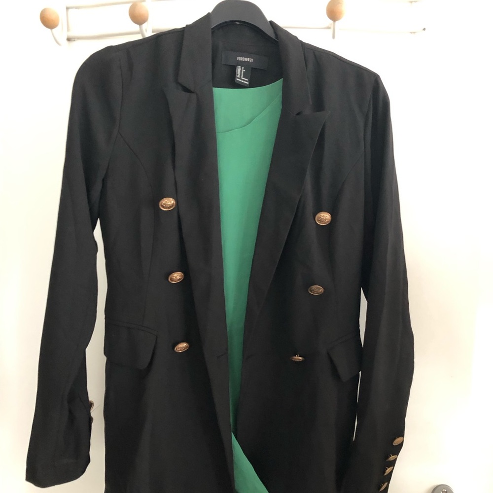 F21 black light blazer ljacket with front buttons
